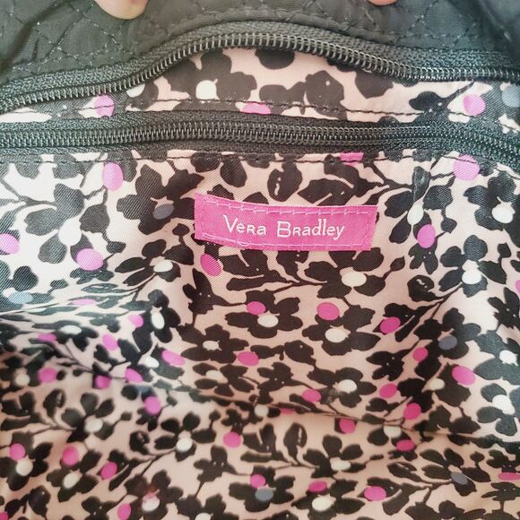 Vera Bradley Black Quilted Purse Medium Cosmetic Bag Travel Makeup Case - Picture 5 of 5